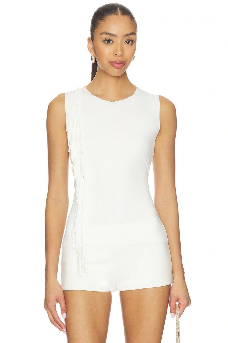 Geel Iris Tank Top Fringe Jersey Minimalist Boho Casual Western Cowboy S